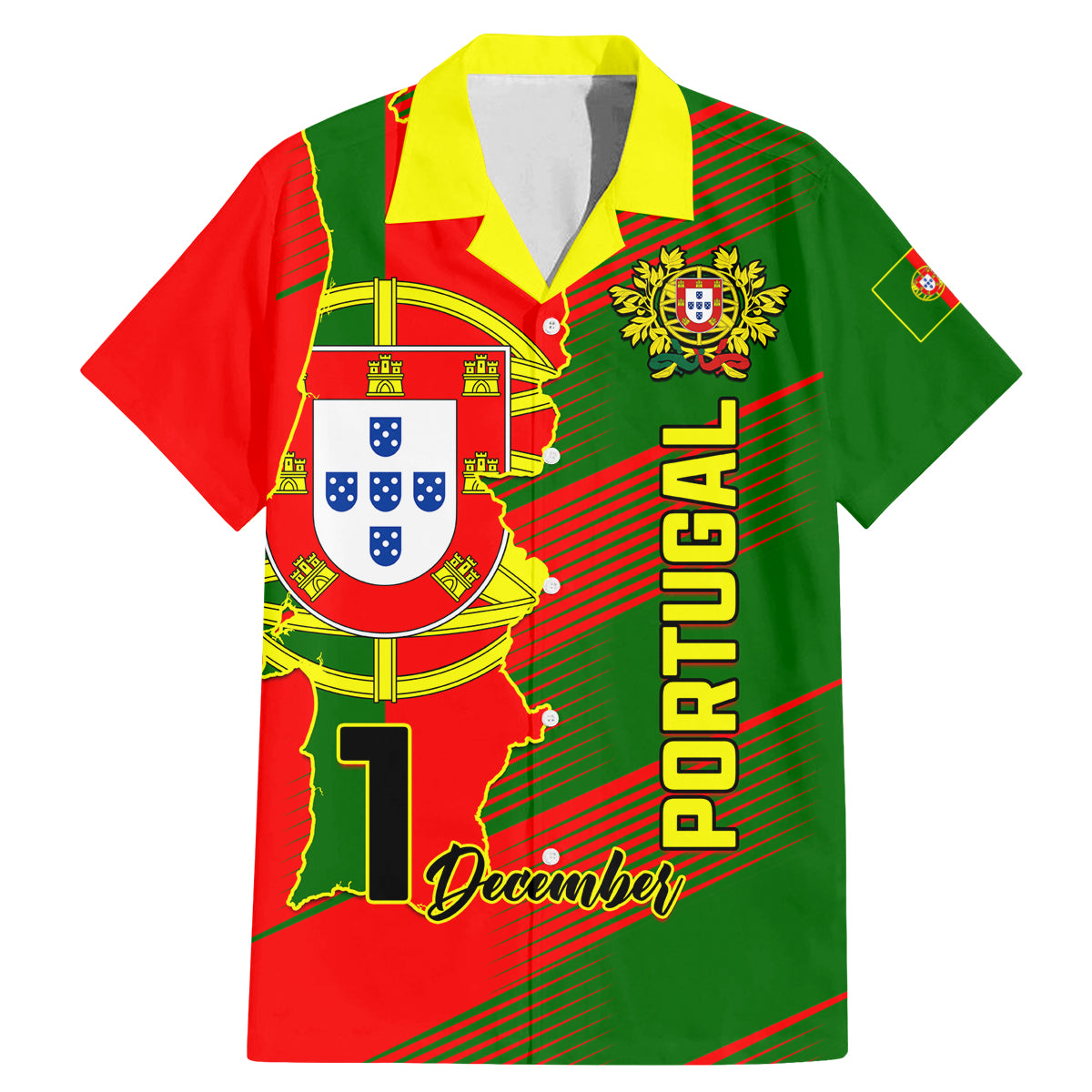 Personalised Portugal Independence Day Family Matching Mermaid Dress and Hawaiian Shirt Portuguesa Map Flag Style - Wonder Print Shop