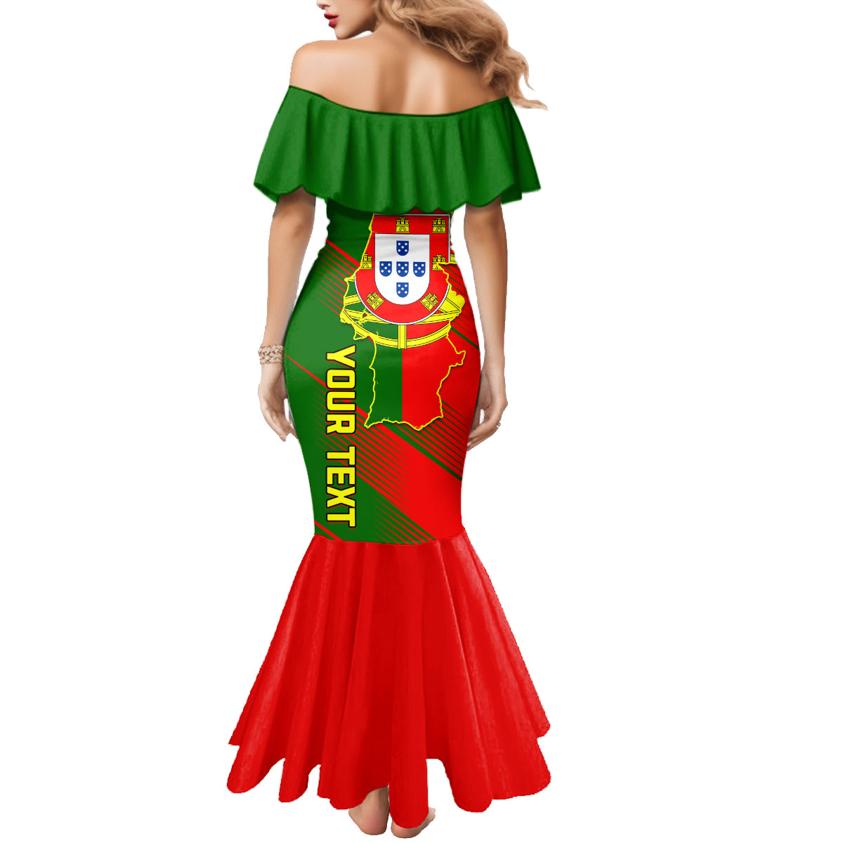 Personalised Portugal Independence Day Family Matching Mermaid Dress and Hawaiian Shirt Portuguesa Map Flag Style - Wonder Print Shop