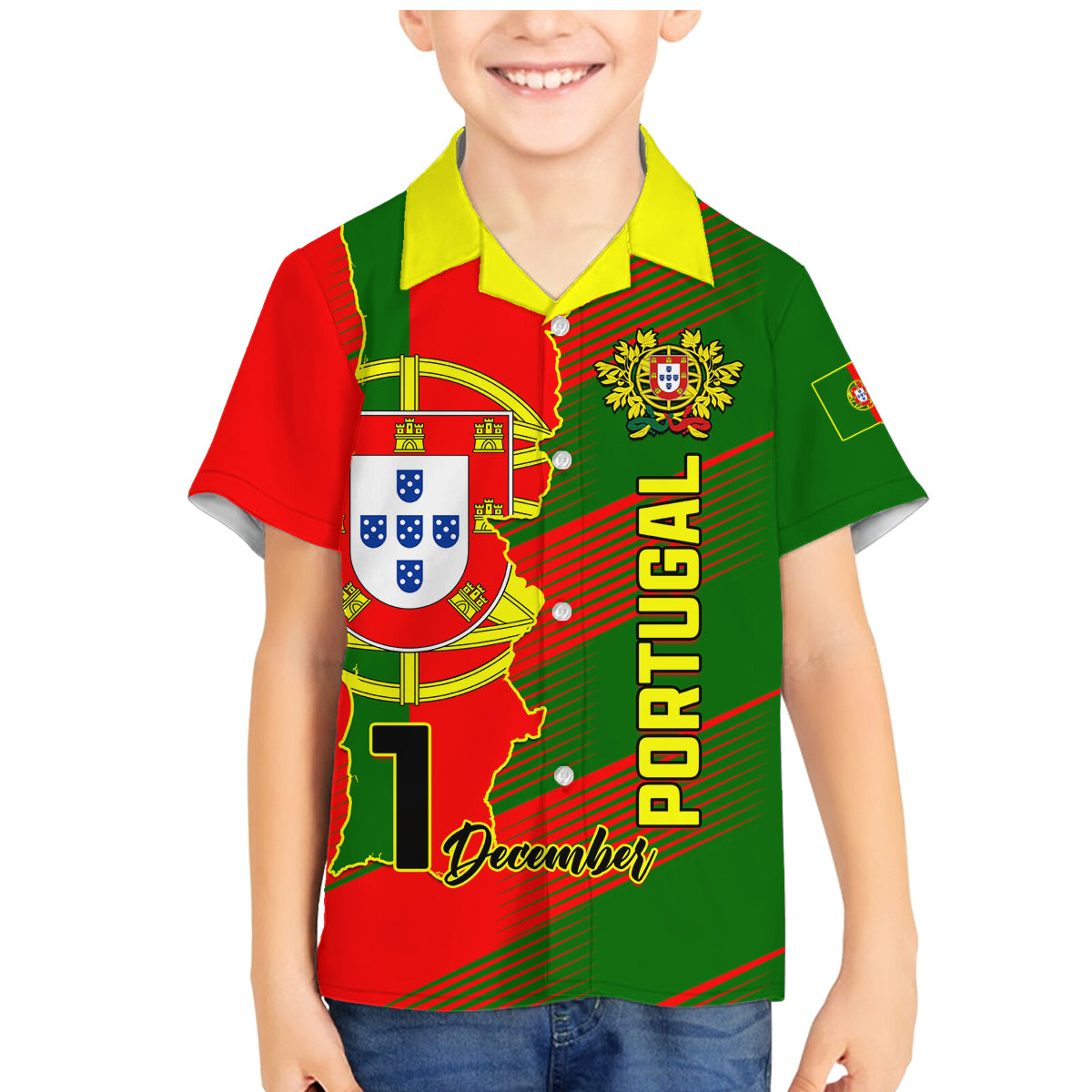 Personalised Portugal Independence Day Family Matching Mermaid Dress and Hawaiian Shirt Portuguesa Map Flag Style - Wonder Print Shop
