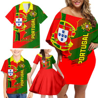 Personalised Portugal Independence Day Family Matching Off Shoulder Short Dress and Hawaiian Shirt Portuguesa Map Flag Style - Wonder Print Shop