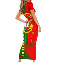 Personalised Portugal Independence Day Family Matching Short Sleeve Bodycon Dress and Hawaiian Shirt Portuguesa Map Flag Style - Wonder Print Shop