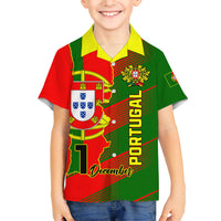 Personalised Portugal Independence Day Family Matching Short Sleeve Bodycon Dress and Hawaiian Shirt Portuguesa Map Flag Style - Wonder Print Shop