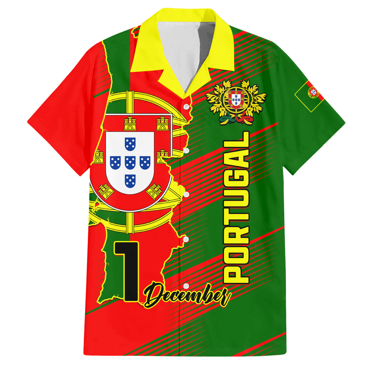 Personalised Portugal Independence Day Hawaiian Shirt Portuguesa Map Flag Style - Wonder Print Shop