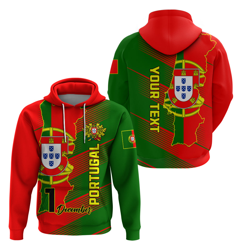 Personalised Portugal Independence Day Hoodie Portuguesa Map Flag Style - Wonder Print Shop