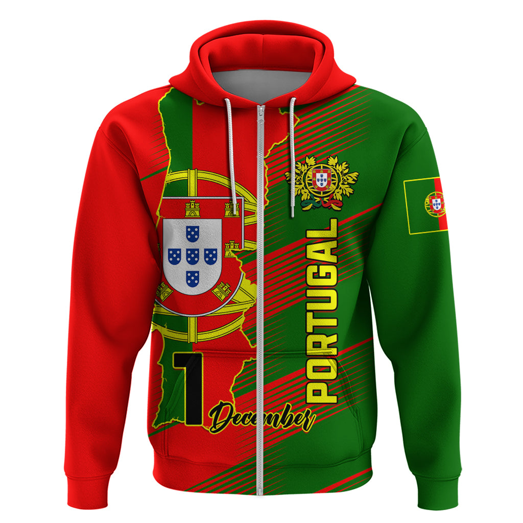 Personalised Portugal Independence Day Hoodie Portuguesa Map Flag Style - Wonder Print Shop