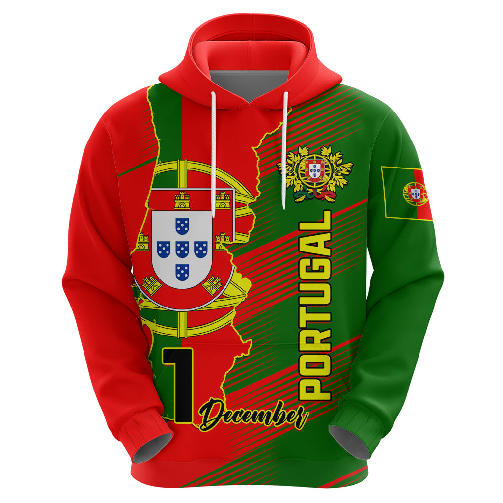 Personalised Portugal Independence Day Hoodie Portuguesa Map Flag Style - Wonder Print Shop