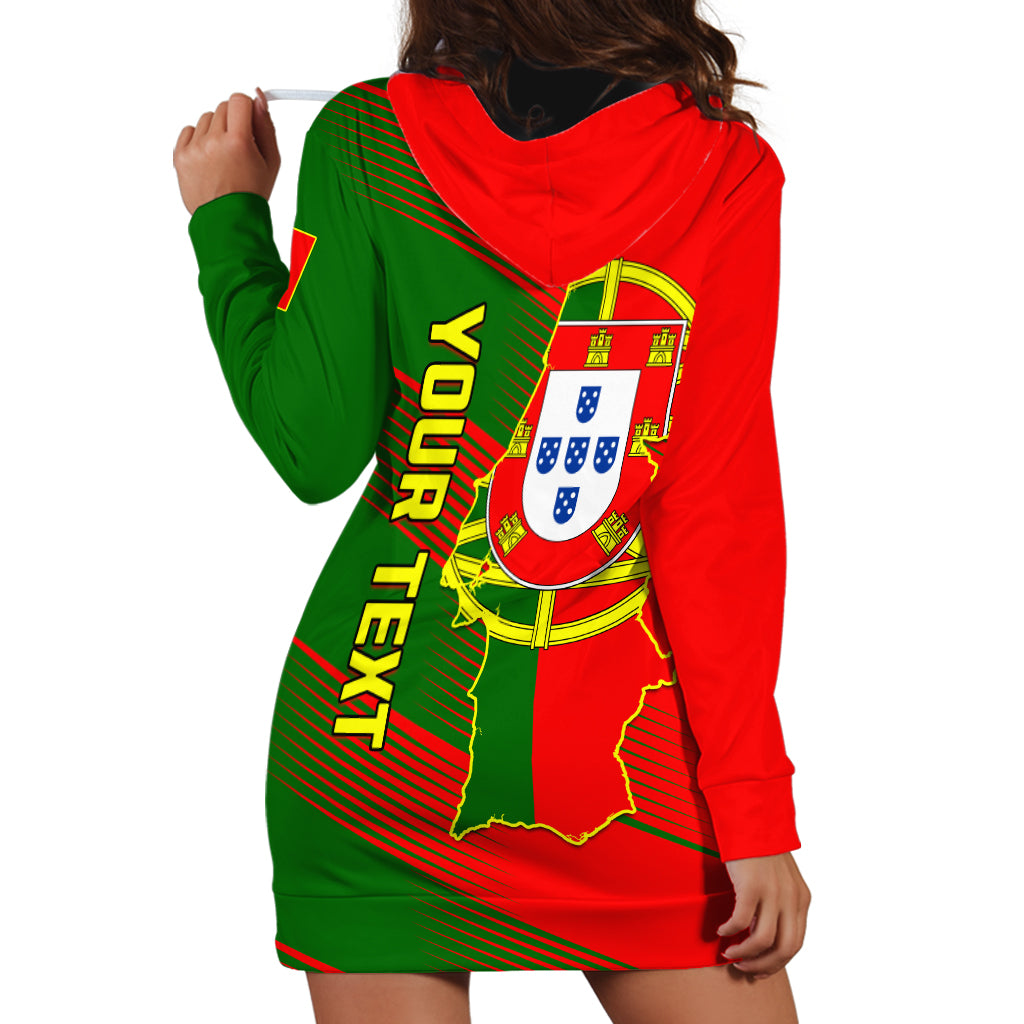Personalised Portugal Independence Day Hoodie Dress Portuguesa Map Flag Style - Wonder Print Shop