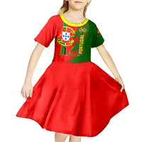 Personalised Portugal Independence Day Kid Short Sleeve Dress Portuguesa Map Flag Style - Wonder Print Shop