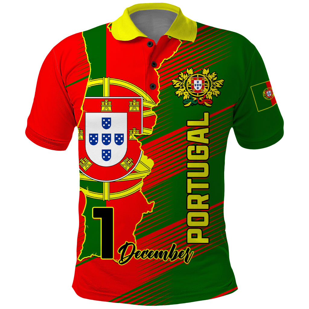 Personalised Portugal Independence Day Polo Shirt Portuguesa Map Flag Style - Wonder Print Shop