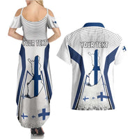 Personalised Finland Independence Day Couples Matching Summer Maxi Dress and Hawaiian Shirt Suomi Coat Of Arms Special Version LT01