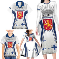 Personalised Finland Independence Day Family Matching Long Sleeve Bodycon Dress and Hawaiian Shirt Suomi Coat Of Arms Special Version LT01
