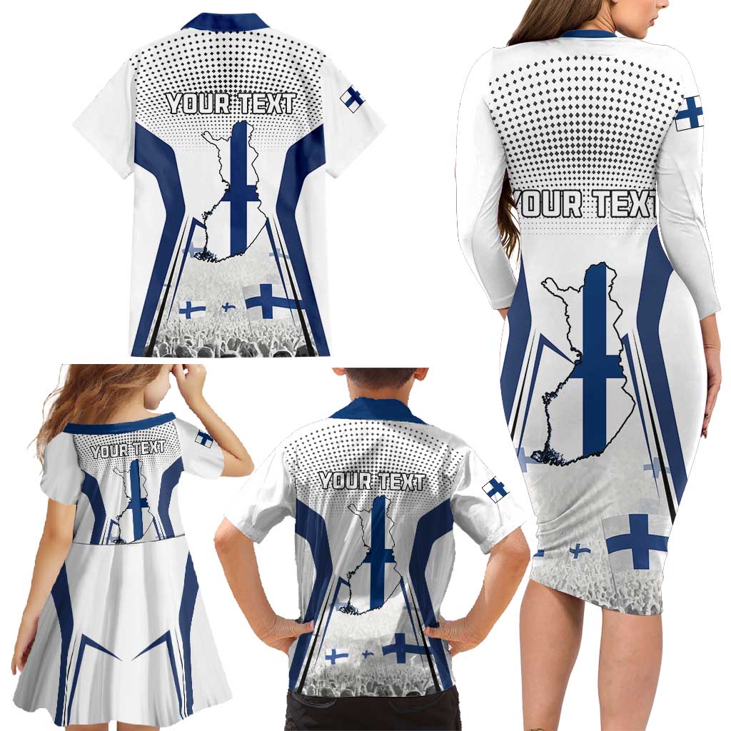 Personalised Finland Independence Day Family Matching Long Sleeve Bodycon Dress and Hawaiian Shirt Suomi Coat Of Arms Special Version LT01