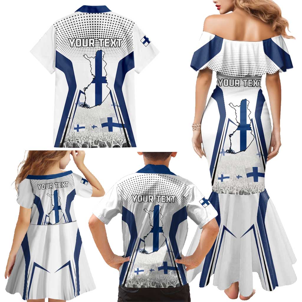 Personalised Finland Independence Day Family Matching Mermaid Dress and Hawaiian Shirt Suomi Coat Of Arms Special Version LT01