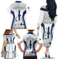 Personalised Finland Independence Day Family Matching Off Shoulder Long Sleeve Dress and Hawaiian Shirt Suomi Coat Of Arms Special Version LT01