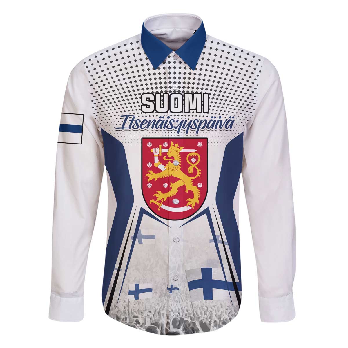 Personalised Finland Independence Day Family Matching Off Shoulder Long Sleeve Dress and Hawaiian Shirt Suomi Coat Of Arms Special Version LT01