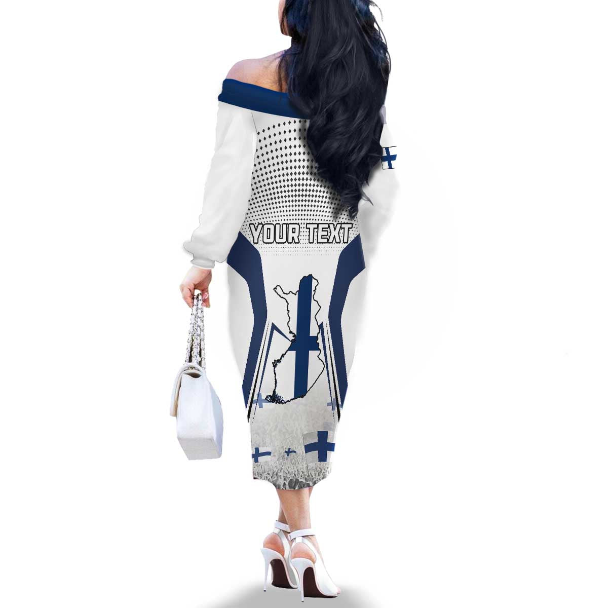 Personalised Finland Independence Day Family Matching Off Shoulder Long Sleeve Dress and Hawaiian Shirt Suomi Coat Of Arms Special Version LT01