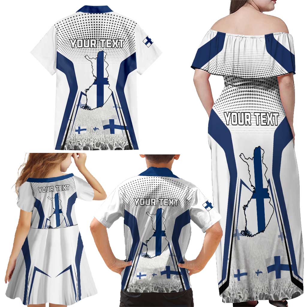 Personalised Finland Independence Day Family Matching Off Shoulder Maxi Dress and Hawaiian Shirt Suomi Coat Of Arms Special Version LT01