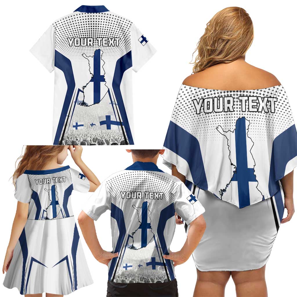 Personalised Finland Independence Day Family Matching Off Shoulder Short Dress and Hawaiian Shirt Suomi Coat Of Arms Special Version LT01