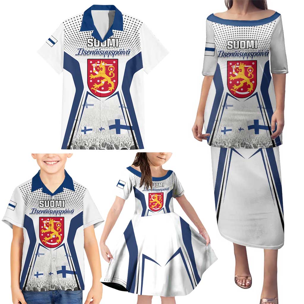 Personalised Finland Independence Day Family Matching Puletasi Dress and Hawaiian Shirt Suomi Coat Of Arms Special Version LT01