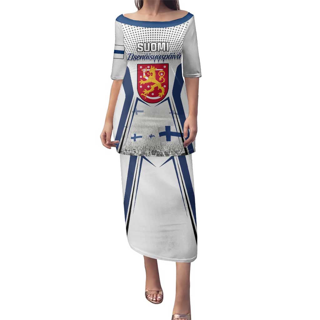 Personalised Finland Independence Day Family Matching Puletasi Dress and Hawaiian Shirt Suomi Coat Of Arms Special Version LT01