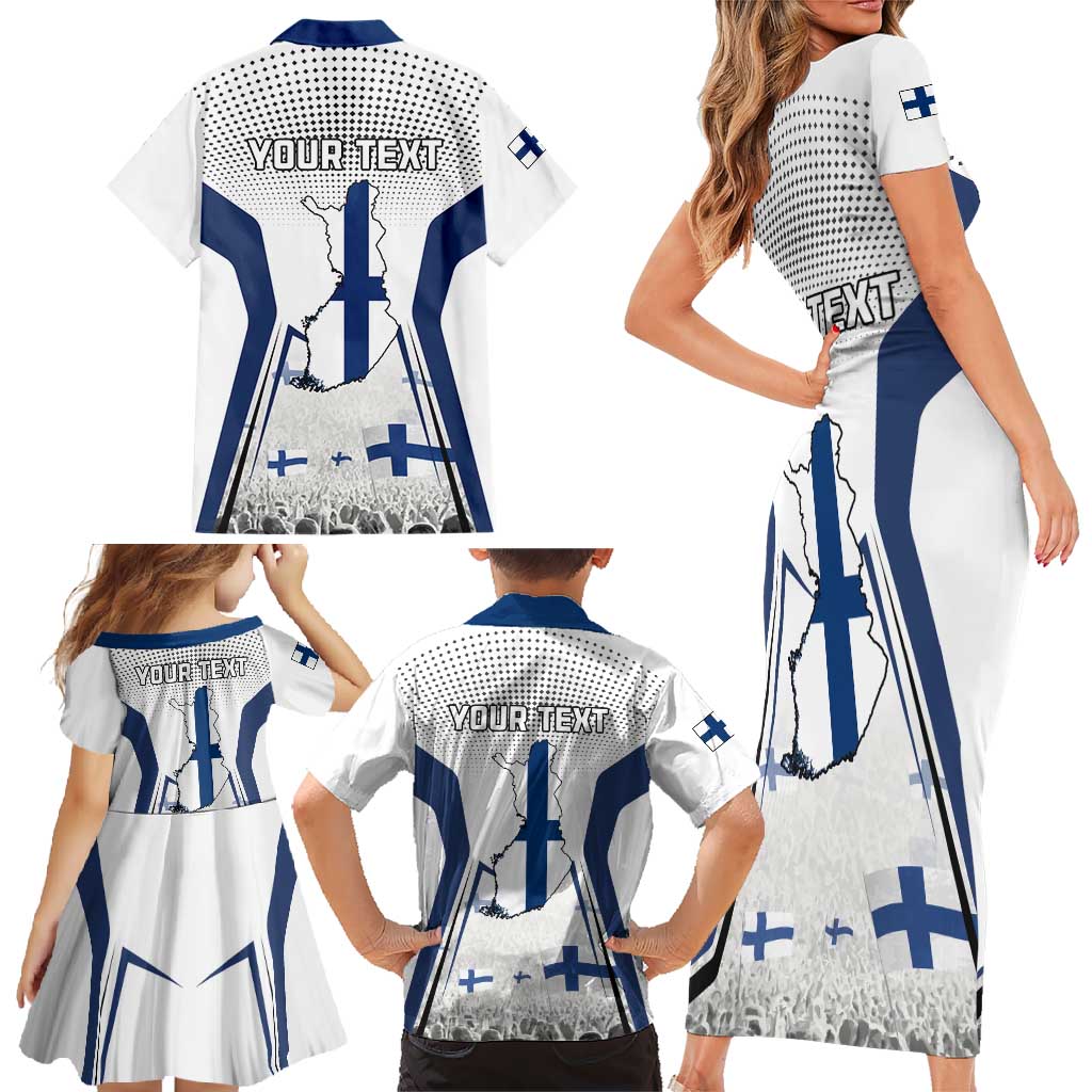 Personalised Finland Independence Day Family Matching Short Sleeve Bodycon Dress and Hawaiian Shirt Suomi Coat Of Arms Special Version LT01
