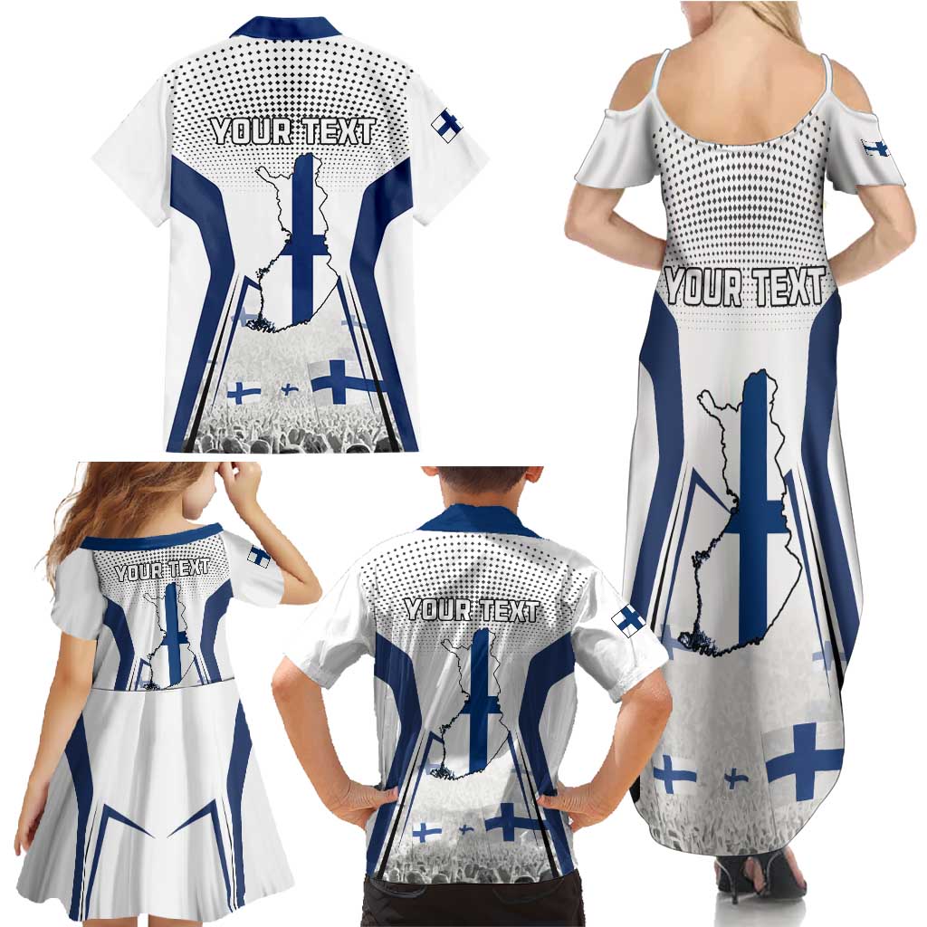 Personalised Finland Independence Day Family Matching Summer Maxi Dress and Hawaiian Shirt Suomi Coat Of Arms Special Version LT01