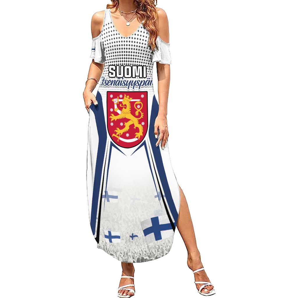Personalised Finland Independence Day Family Matching Summer Maxi Dress and Hawaiian Shirt Suomi Coat Of Arms Special Version LT01