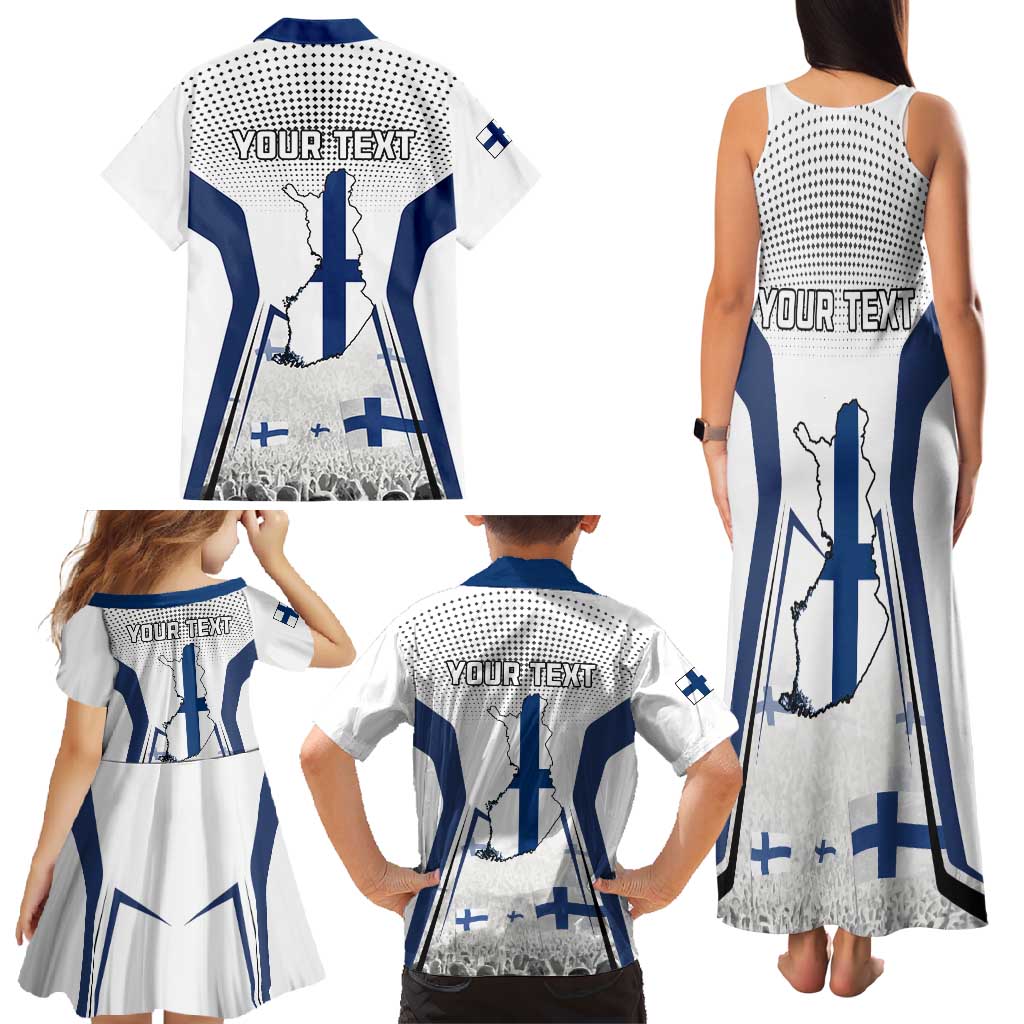 Personalised Finland Independence Day Family Matching Tank Maxi Dress and Hawaiian Shirt Suomi Coat Of Arms Special Version LT01