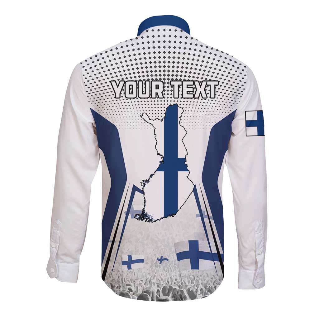 Personalised Finland Independence Day Long Sleeve Button Shirt Suomi Coat Of Arms Special Version LT01