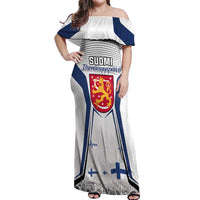 Personalised Finland Independence Day Off Shoulder Maxi Dress Suomi Coat Of Arms Special Version LT01
