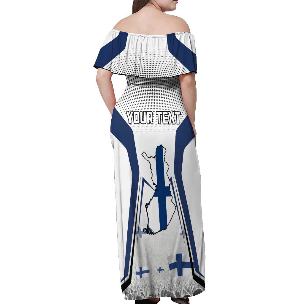 Personalised Finland Independence Day Off Shoulder Maxi Dress Suomi Coat Of Arms Special Version LT01