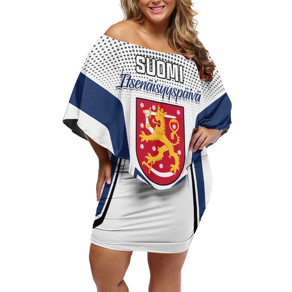 Personalised Finland Independence Day Off Shoulder Short Dress Suomi Coat Of Arms Special Version LT01