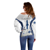 Personalised Finland Independence Day Off Shoulder Sweater Suomi Coat Of Arms Special Version LT01