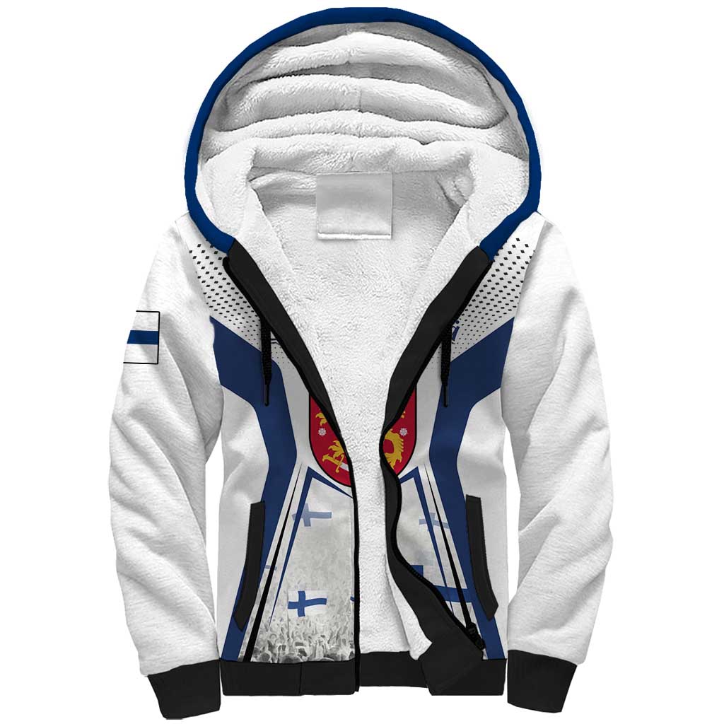 Personalised Finland Independence Day Sherpa Hoodie Suomi Coat Of Arms Special Version LT01