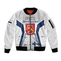 Personalised Finland Independence Day Sleeve Zip Bomber Jacket Suomi Coat Of Arms Special Version LT01