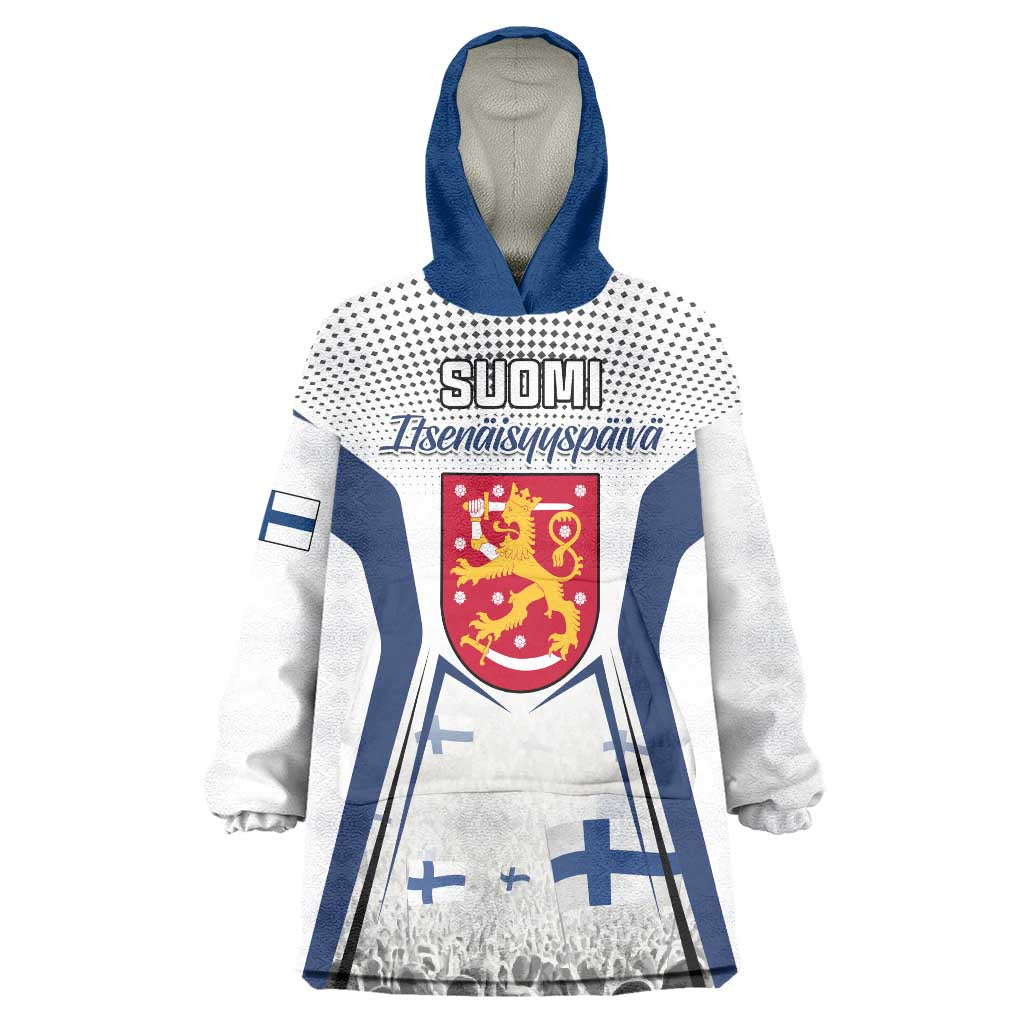 Personalised Finland Independence Day Wearable Blanket Hoodie Suomi Coat Of Arms Special Version LT01