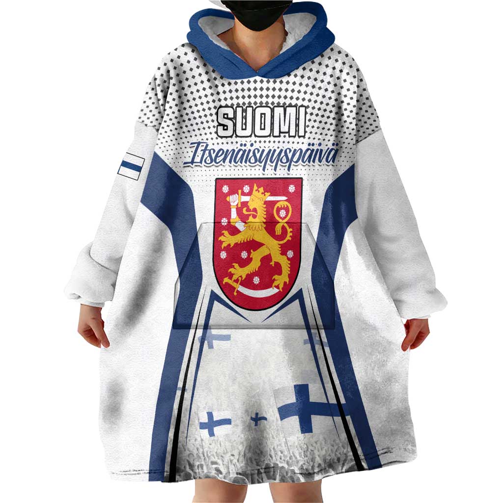 Personalised Finland Independence Day Wearable Blanket Hoodie Suomi Coat Of Arms Special Version LT01