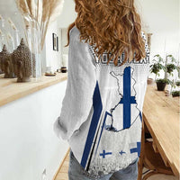 Personalised Finland Independence Day Women Casual Shirt Suomi Coat Of Arms Special Version LT01
