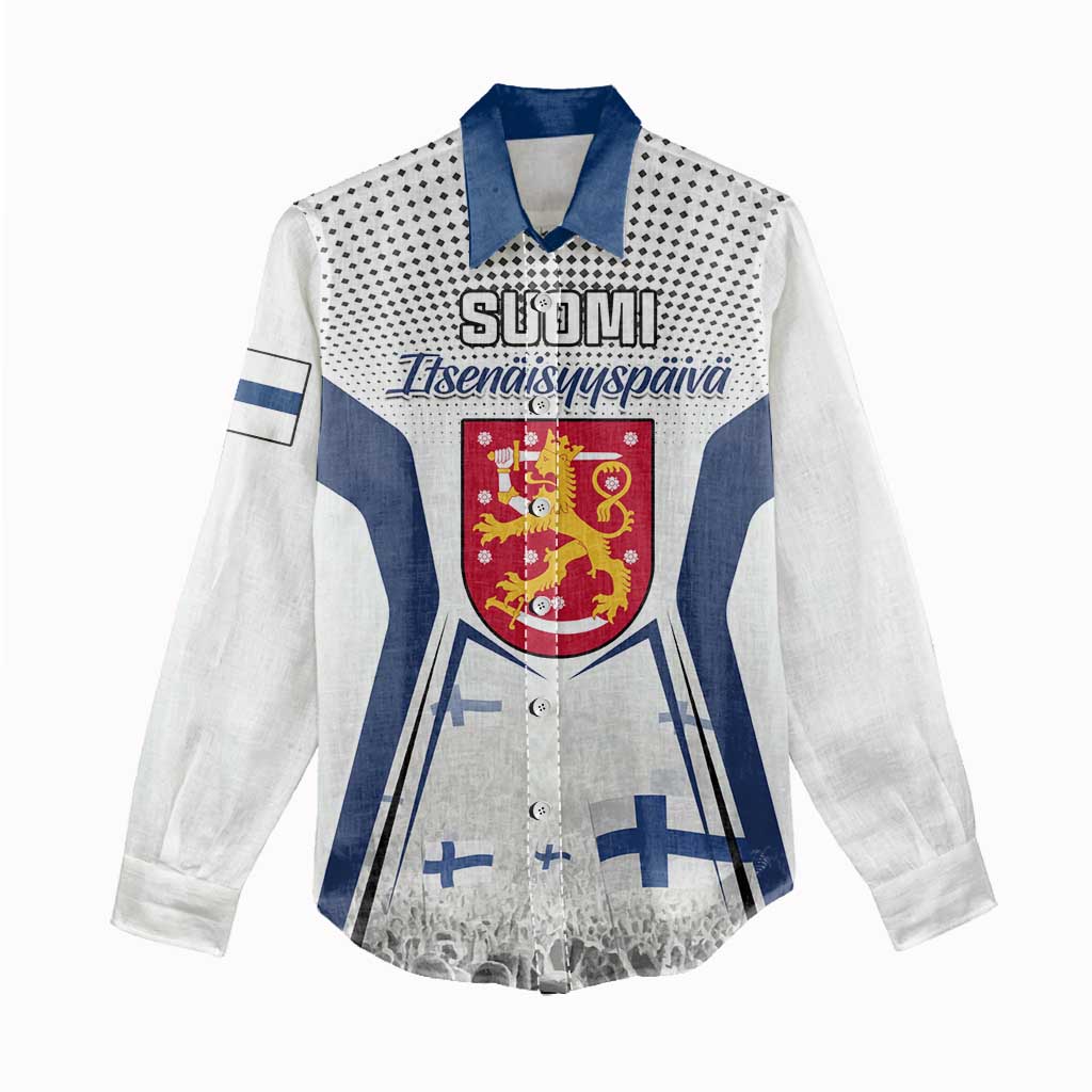 Personalised Finland Independence Day Women Casual Shirt Suomi Coat Of Arms Special Version LT01