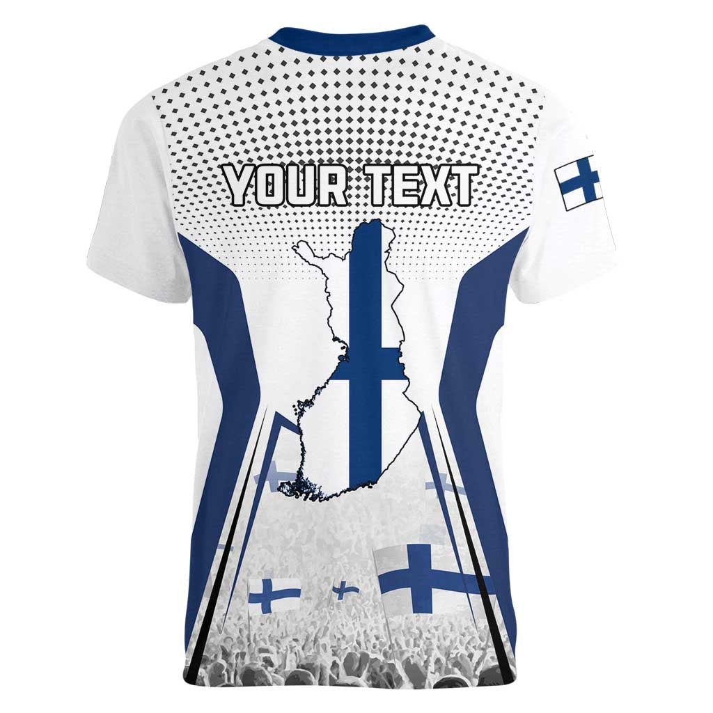 Personalised Finland Independence Day Women V Neck T Shirt Suomi Coat Of Arms Special Version LT01