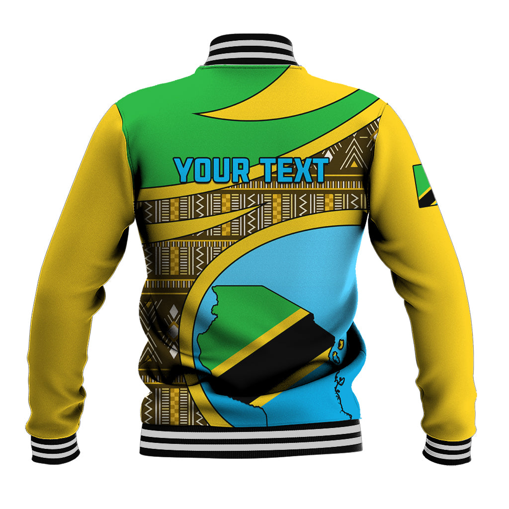 Personalised Tanzania Independence Day Baseball Jacket Tanzanian Coat Of Arms African Pattern - Wonder Print Shop