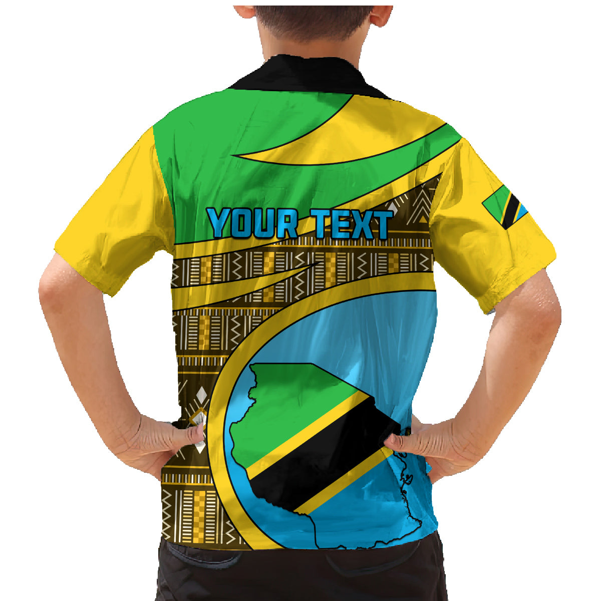 Personalised Tanzania Independence Day Family Matching Mermaid Dress and Hawaiian Shirt Tanzanian Coat Of Arms African Pattern - Wonder Print Shop