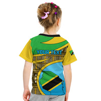 Personalised Tanzania Independence Day Kid T Shirt Tanzanian Coat Of Arms African Pattern - Wonder Print Shop