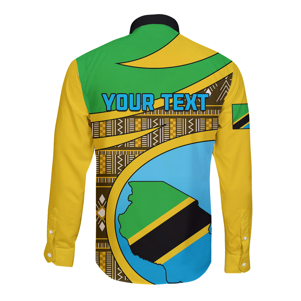 Personalised Tanzania Independence Day Long Sleeve Button Shirt Tanzanian Coat Of Arms African Pattern - Wonder Print Shop