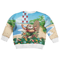 Hawaii Christmas Santa Claus Kid Ugly Christmas Sweater Mele Kalikimaka Tropical Beach - Wonder Print Shop