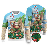 Hawaii Christmas Santa Claus Ugly Christmas Sweater Mele Kalikimaka Tropical Beach - Wonder Print Shop