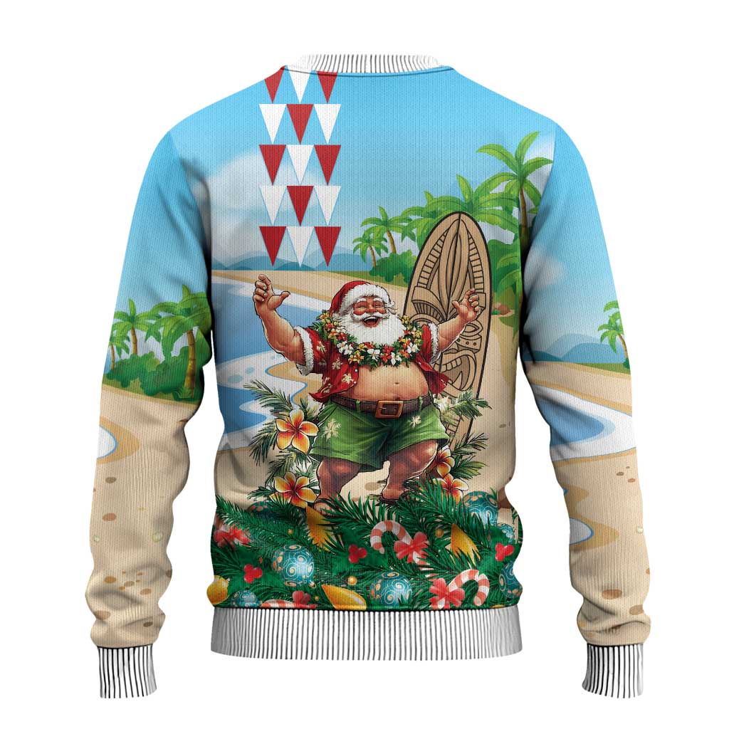 Hawaii Christmas Santa Claus Ugly Christmas Sweater Mele Kalikimaka Tropical Beach - Wonder Print Shop