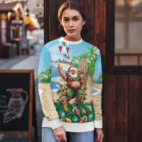 Hawaii Christmas Santa Claus Ugly Christmas Sweater Mele Kalikimaka Tropical Beach - Wonder Print Shop