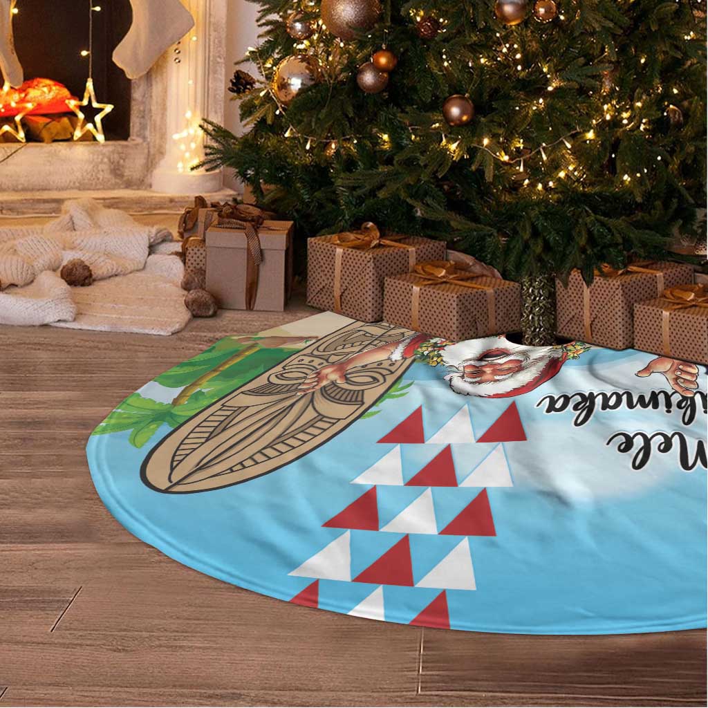 Hawaii Christmas Santa Claus Tree Skirt Mele Kalikimaka Tropical Beach - Wonder Print Shop