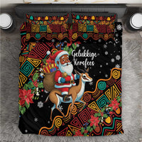 South Africa Christmas Bedding Set Black Santa Claus Riding Springbok - Wonder Print Shop